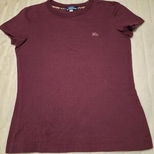 Burberry Maroon Short Sleeve Women's Tee